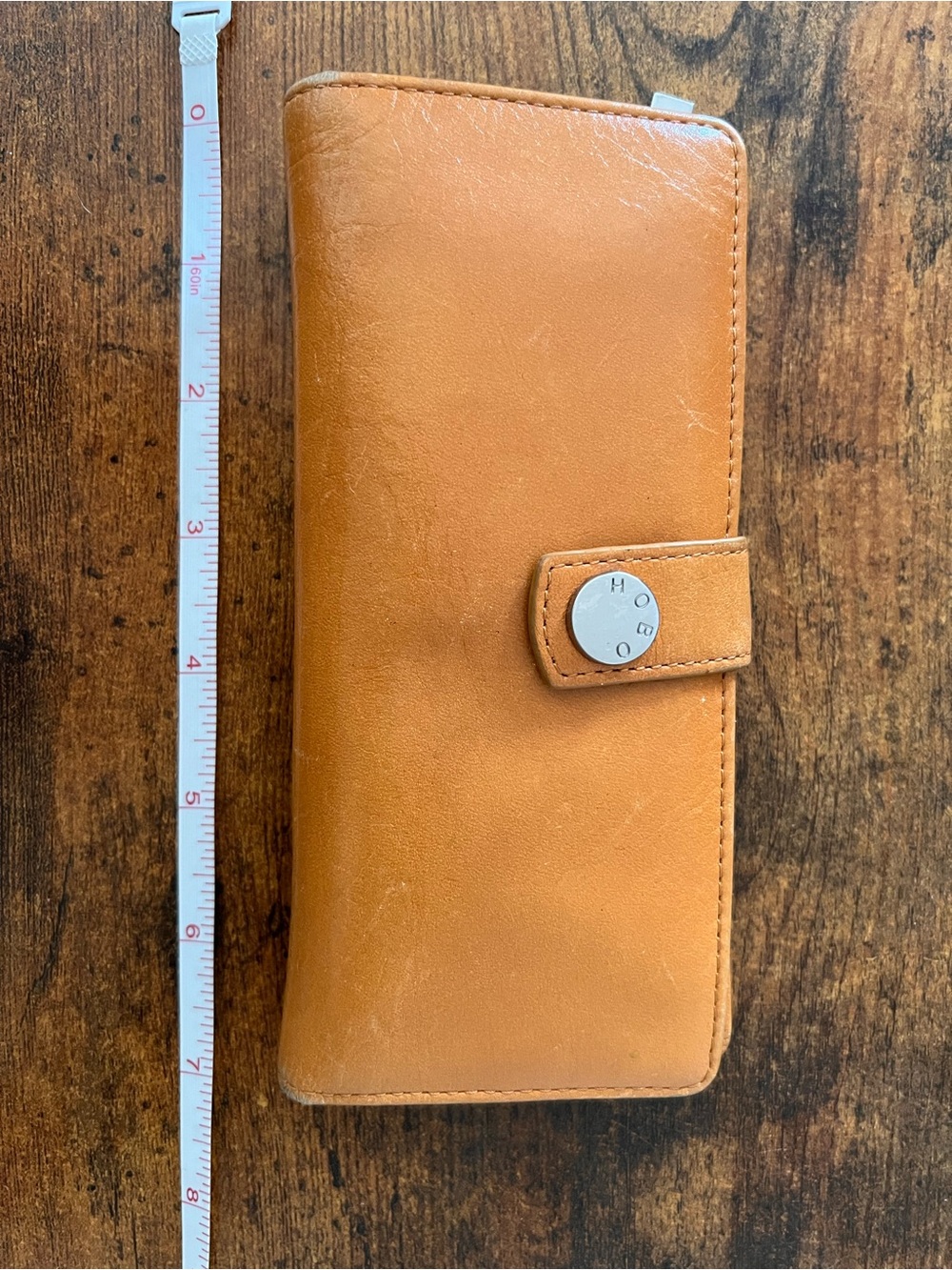 HOBO Tan/Mustard Yellow Leather Wallet with Snap Closure